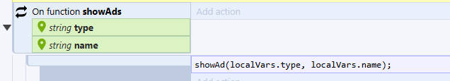 Calling showAd from an event sheet
